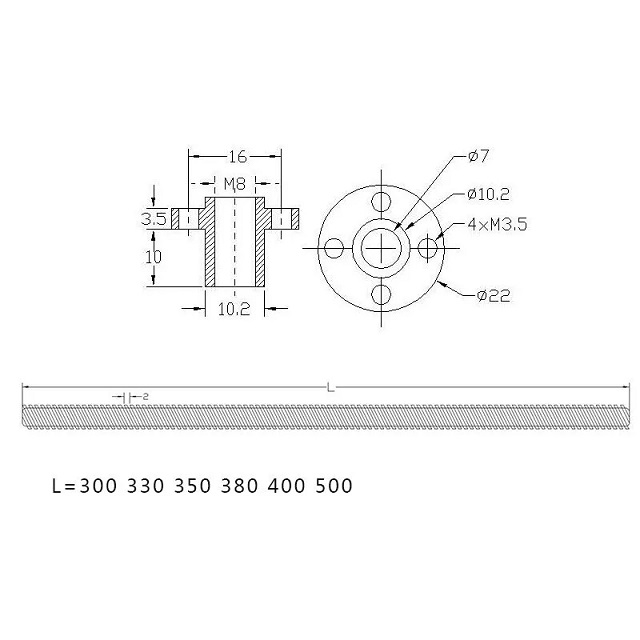 T8*8 Trapezoidal Thread ROHS Compliance Smooth Lead Screw from China